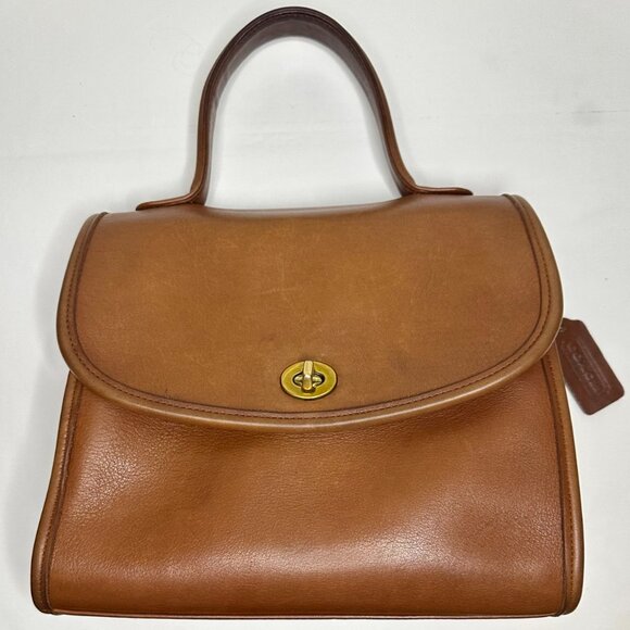 Coach Vintage Manor Bag 1995 British Tan 9977 Brass Hardware Shoulder Strap& Tag - Picture 4 of 16